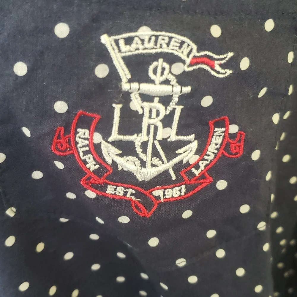 LRL RALPH LAUREN Capri Style Polka Dot Pajama Set - Navy - Picture 4 of 12